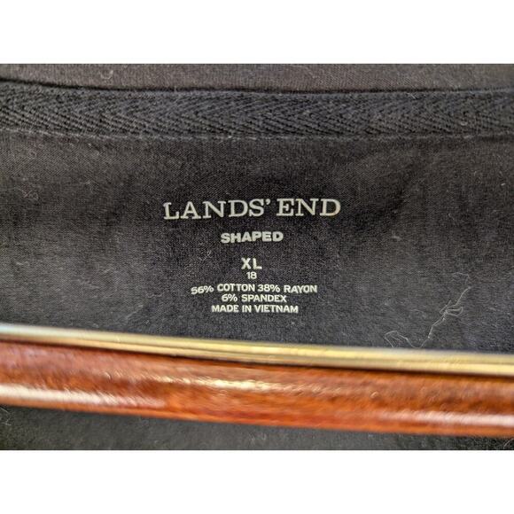 Lands' End Shaped Short Sleeve Jersey Knit Shirt Black Large - Picture 2 of 5